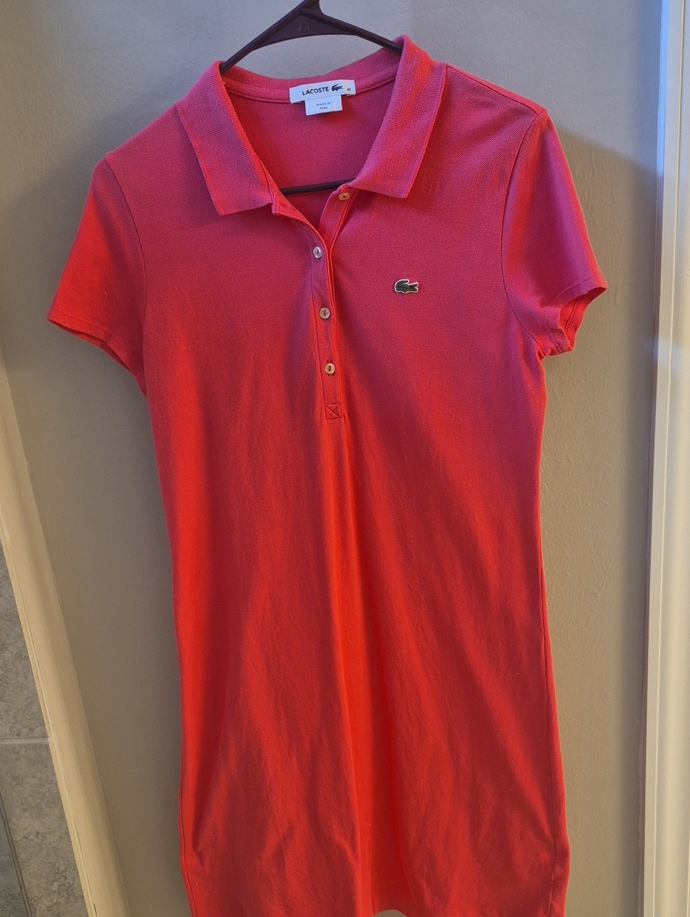 Lacoste Girls' Coral Pink Short-Sleeve Polo Dress